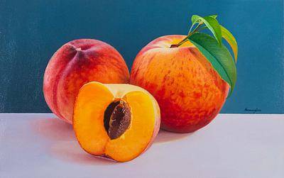 400x251 Sensuous Oil Painting Of Peaches In Hyperreal Style - Painting Of Peaches