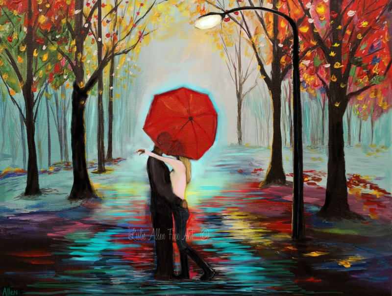 800x604 Leslie Allen Fine Art Couple Art Print Couple Painting Couple - Painting Of People Kissing