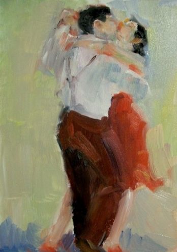348x495 Tango Kisses By Artist Connie Chadwell, - Painting Of People Kissing