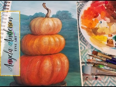 480x360 Stacked Pumpkins Acrylic Painting Tutorial Live Full Length - Painting Of Pumpkins