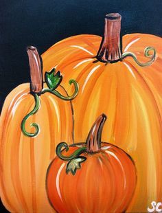 236x310 Paintings Of 3 Pumpkins On Canvas - Painting Of Pumpkins