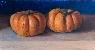 400x209 Daily Paintings Two Pumpkins Postcard From Provence - Painting Of Pumpkins