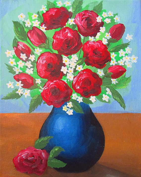 Painting Of Roses In A Vase At Paintingvalley Com Explore