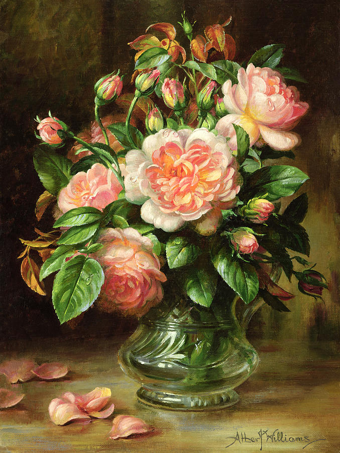 677x900 Roses In Vase Paintings Fine Art America - Painting Of Roses In A Vase