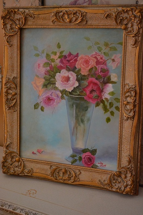 465x700 Roses In Glass Vase Painting, Original Rose Painting, Rose Oil - Painting Of Roses In A Vase