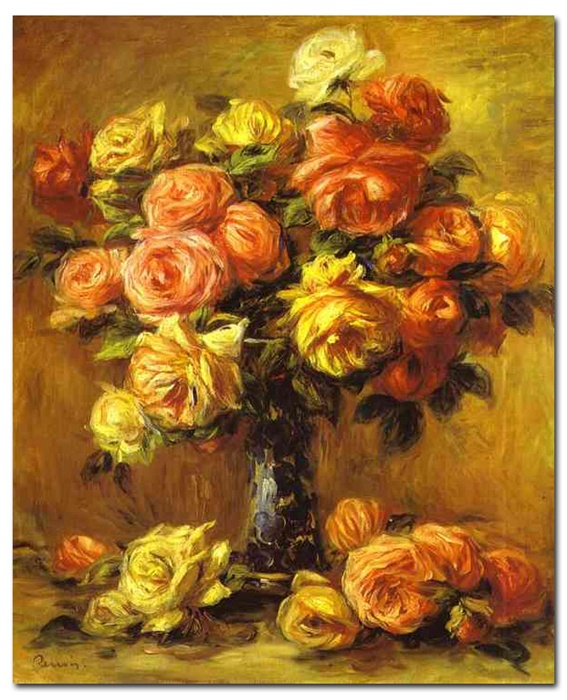 567x700 Roses In A Vase - Painting Of Roses In A Vase