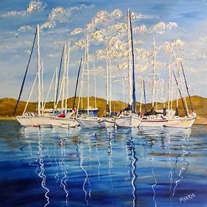 300x300 Signed Print Of Original Oil Painting Sailboats Boating Mountain - Painting Of Sailboats