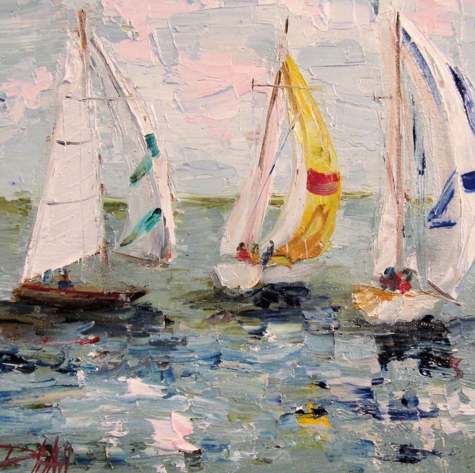1600x1591 Watercolor Sailboats Painting Of The Day, Daily Oil Paintings By - Painting Of Sailboats