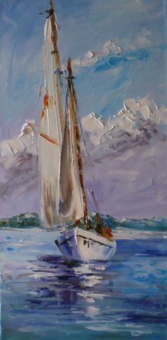 236x480 A Painting Of A Sailboat. I Love Sailing With My Family - Painting Of Sailboats