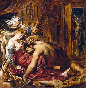 300x308 Samson And Delilah (Rubens) - Painting Of Samson