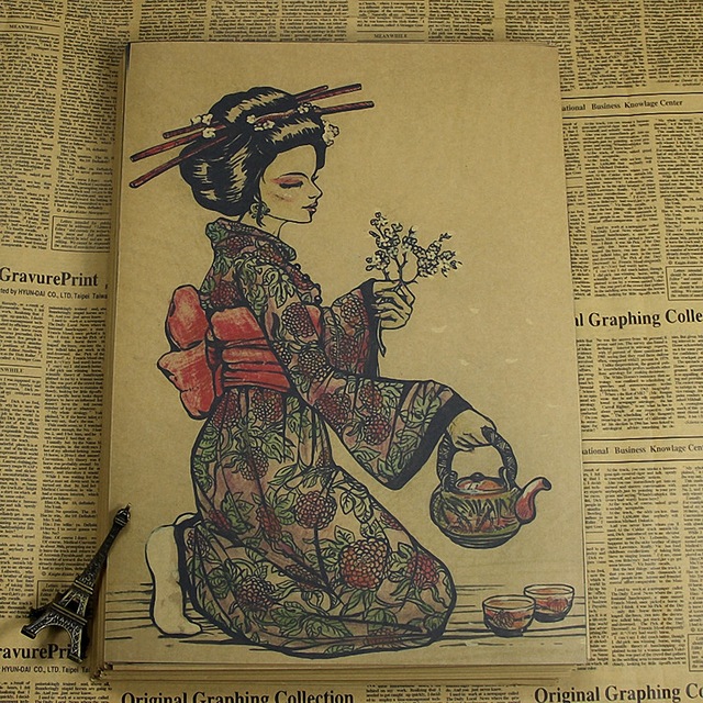 640x640 Japanese Ukiyo E Samurai Vintage Kraft Paper Posters Painting Wall - Painting Of Samurai