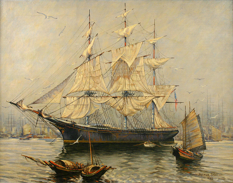 800x629 Captain Arthur Small Painting, Clipper Ship Stag Hound (Item - Painting Of Ship