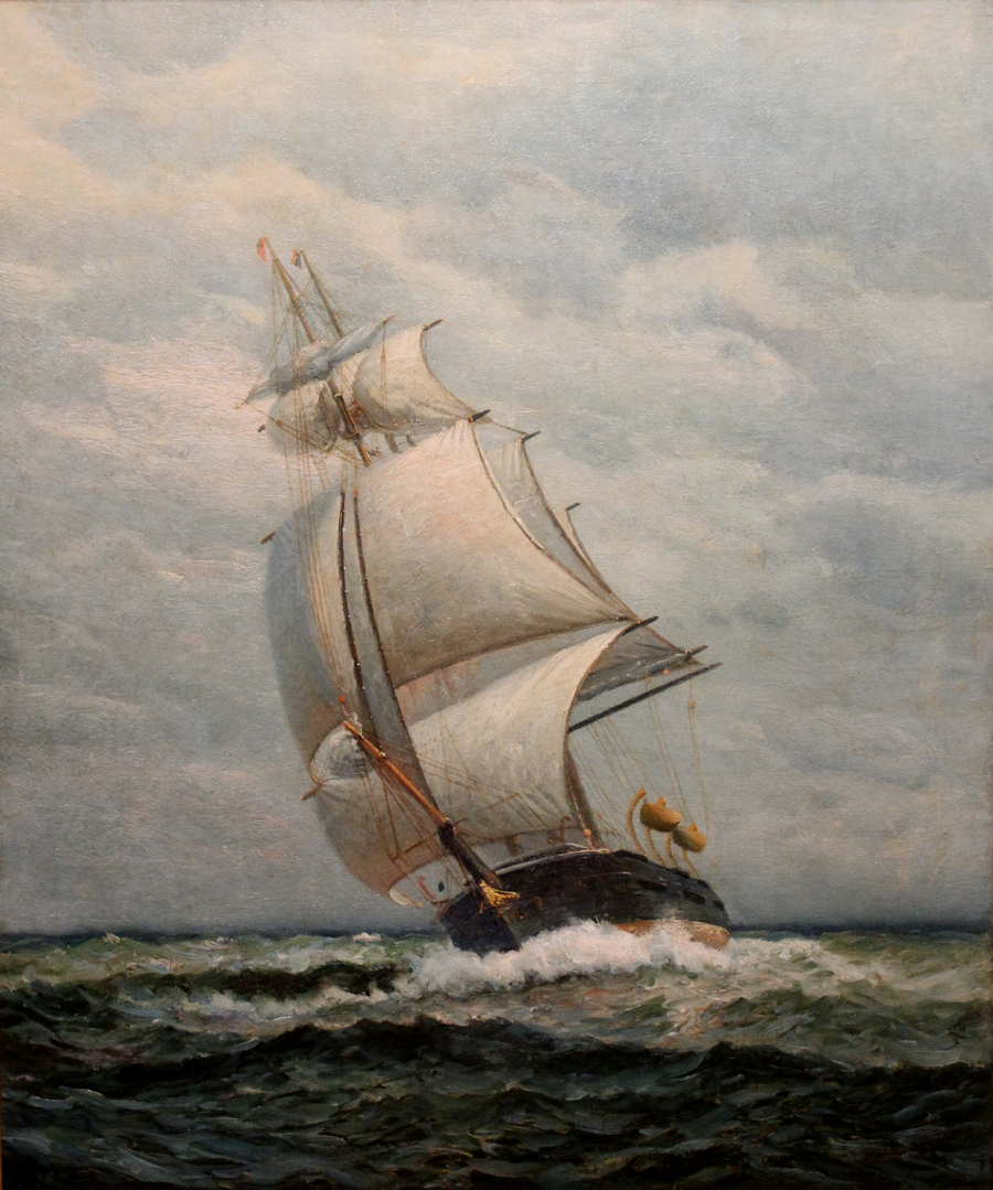 900x1079 James Gale Tyler Oil Painting Ship - Painting Of Ship