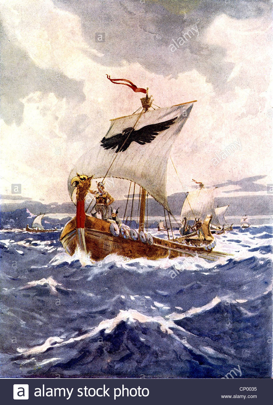 937x1390 Middle Ages, Vikings, Viking Ship, Sailing, Painting By Arch Webb - Painting Of Ships At Sea