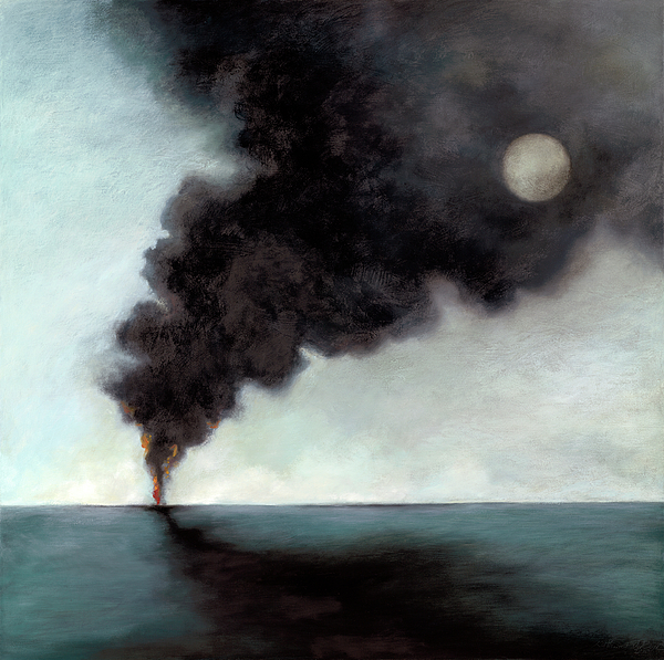 600x597 Oil Spill 3 Painting By Katherine Dubose Fuerst - Painting Of Smoke