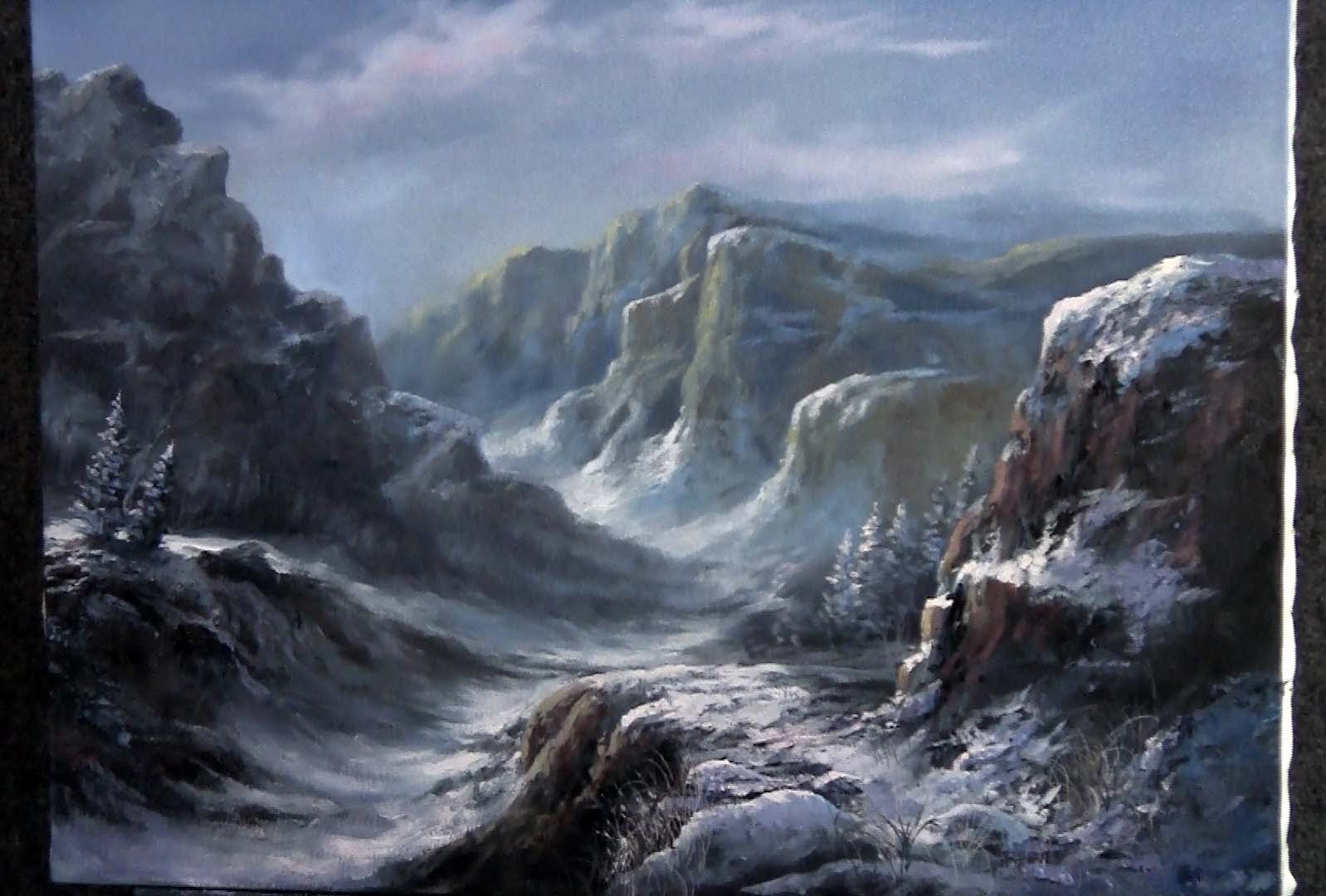 1598x1080 Paint With Kevin Hill - Painting Of Snowy Mountains
