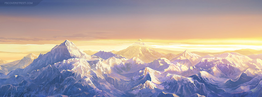 851x315 Snowy Mountains Painting Facebook Cover - Painting Of Snowy Mountains