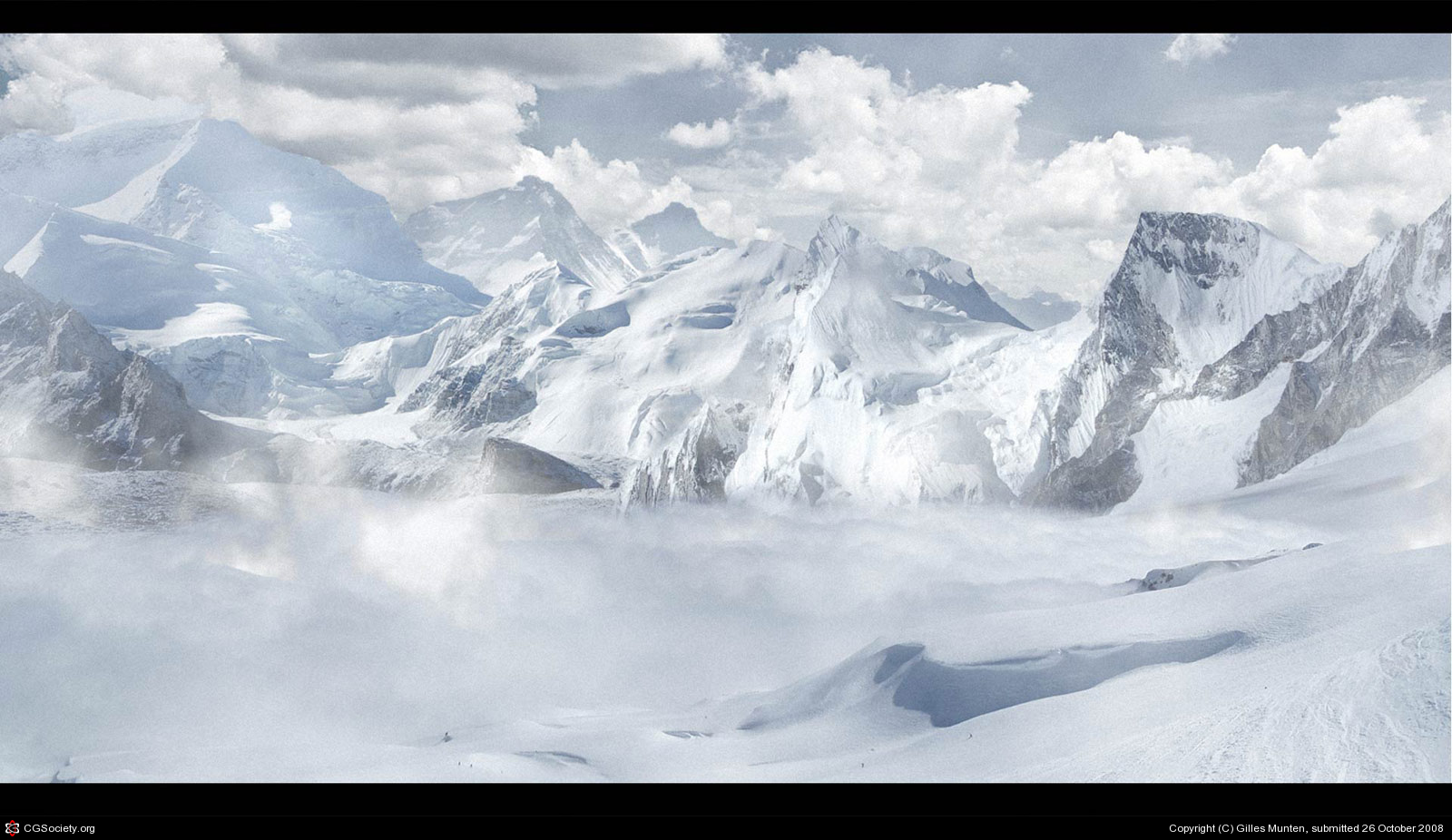 1600x926 Matte Painting - Painting Of Snowy Mountains