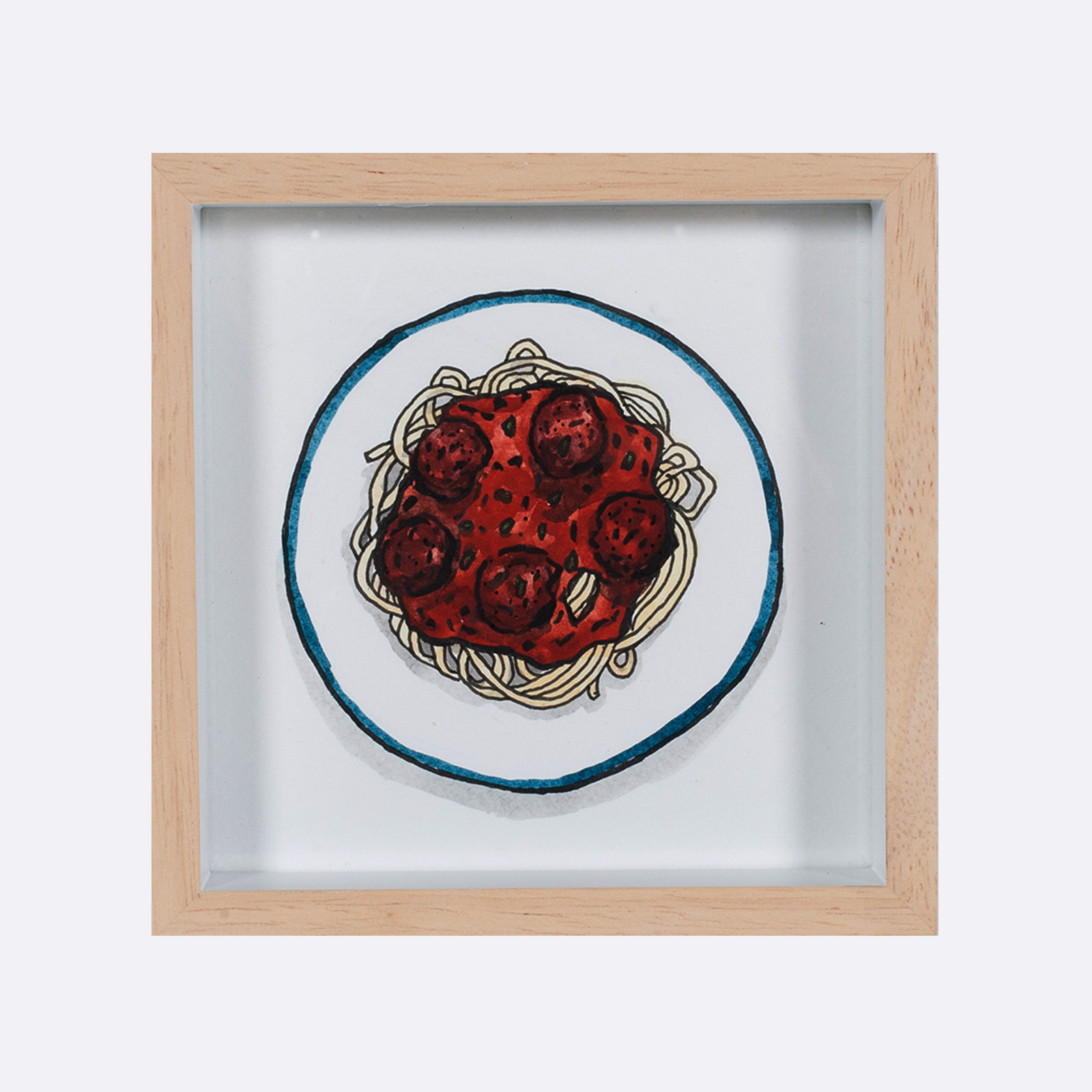 1600x1600 Spaghetti Meatballs, Original Painting By Billie Justice Thomson - Painting Of Spaghetti And Meatballs