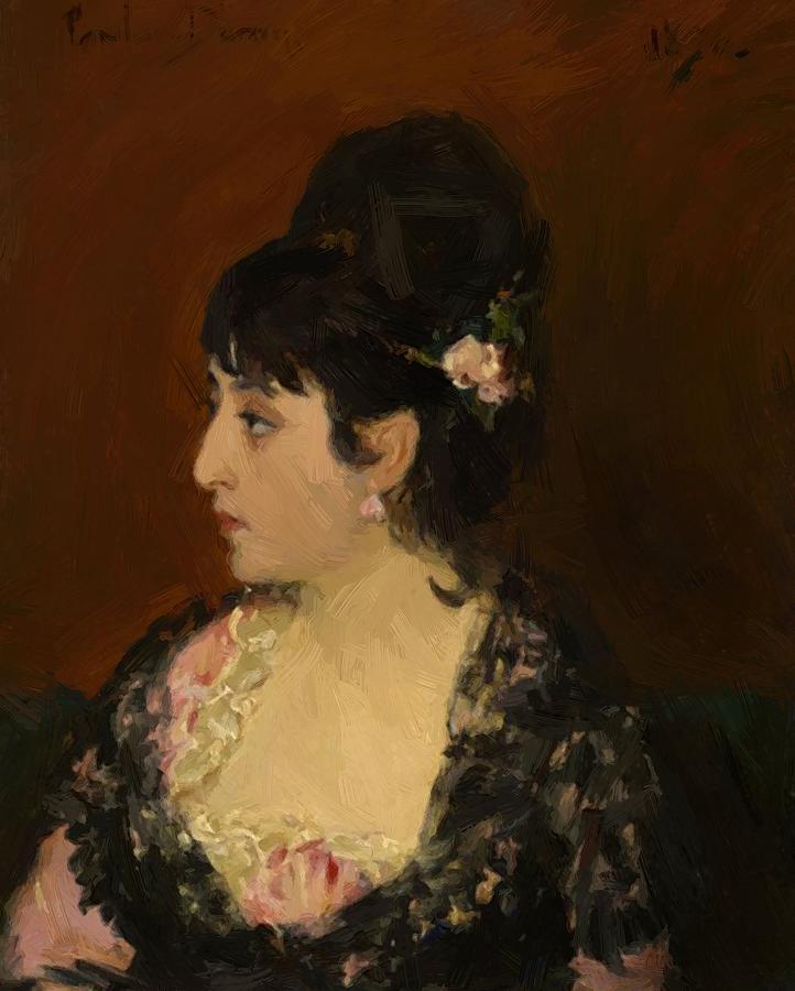 722x900 Spanish Woman Portrait Of Eva Gonzales 1876 Painting By Carolusduran - Painting Of Spanish Woman