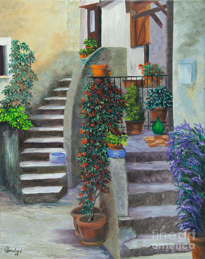 711x900 The Back Stairs Painting By Charlotte Blanchard - Painting Of Stairs