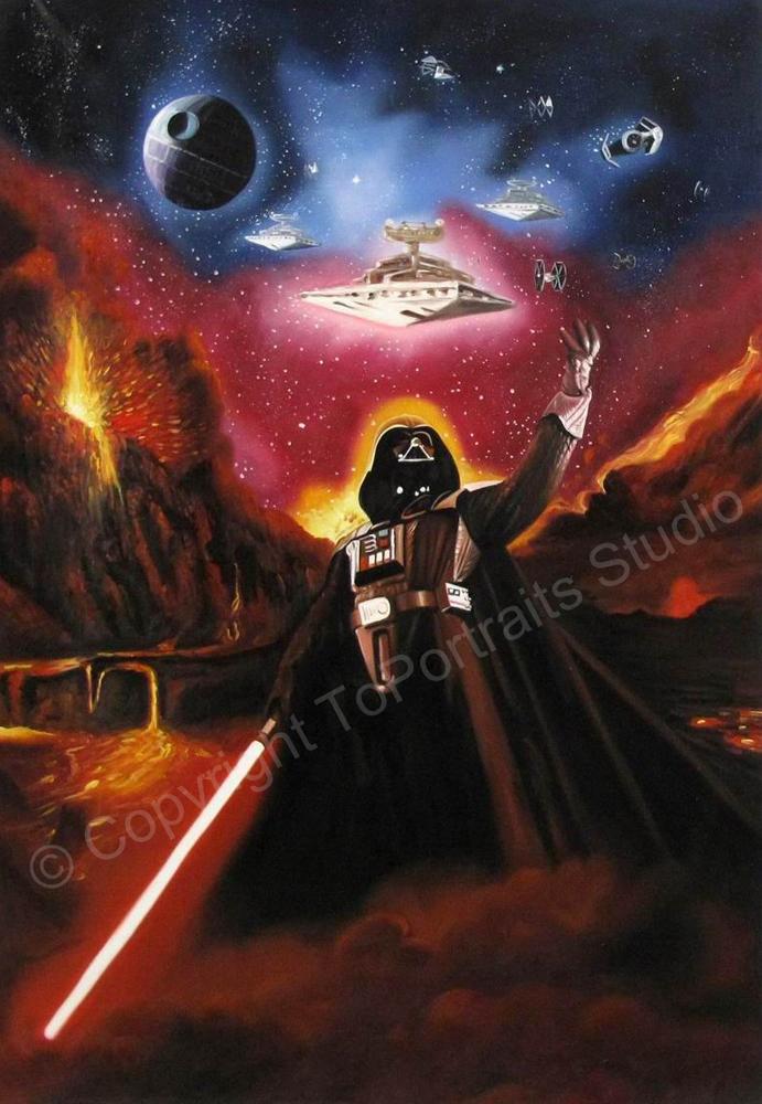691x1000 Star Wars, Darth Vader Death Star - Painting Of Star Wars