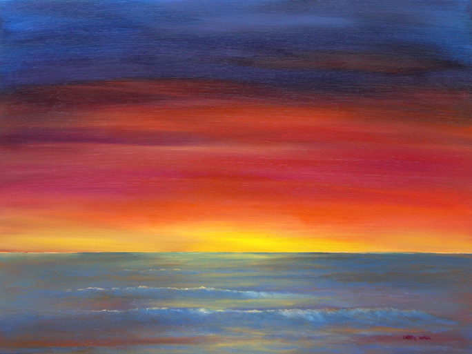 684x513 Maui Sunset Original Oil - Painting Of Sunset Over Ocean