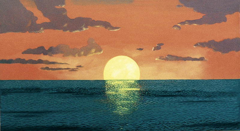 800x437 Stock Photo - Painting Of Sunset Over Ocean