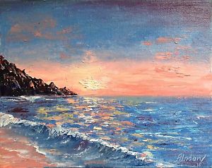300x238 Sunset Painting, Sunrise Over The Sea,ocean Oil Painting, Wave - Painting Of Sunset Over Ocean