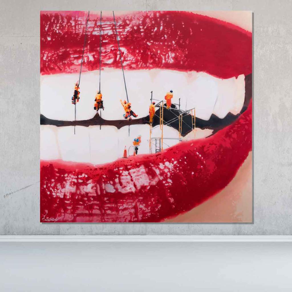 1024x1024 Original Pop Art Painting - Painting Of Teeth