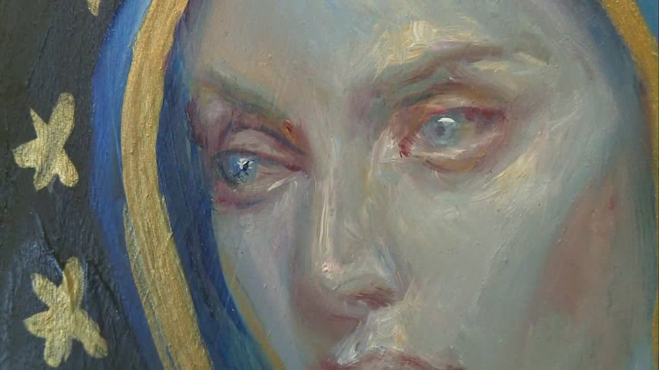 1280x720 Santa Fe Man Questions Virgin Mary Painting - Painting Of The Virgin Mary