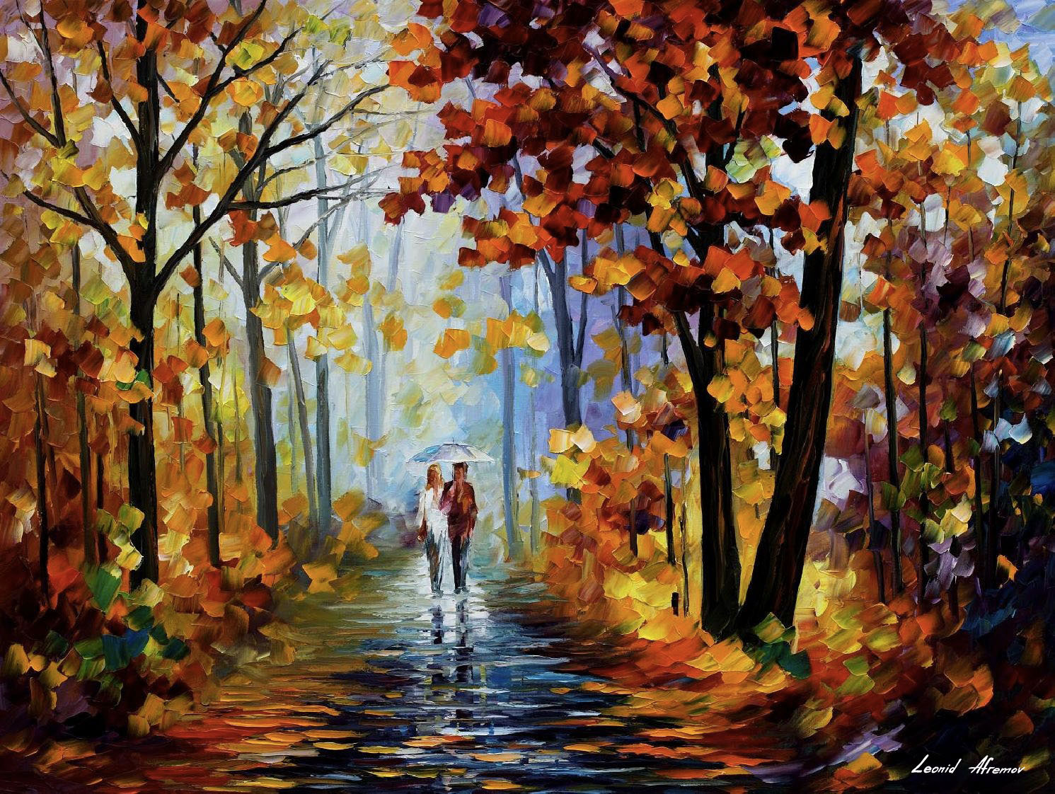 1491x1122 Leonid Afremov, Oil On Canvas, Palette Knife, Buy Original - Painting Of The Woods