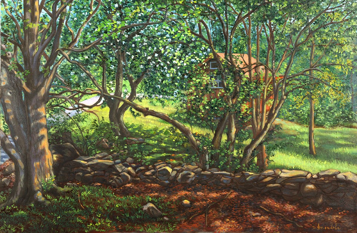 1200x784 My Cabin In The Woods, Oil Painting, Landscape, New England, Trees - Painting Of The Woods