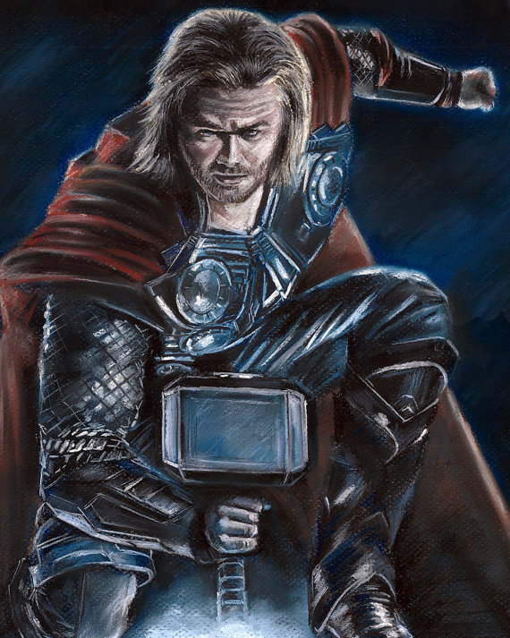 570x713 Thor Painting Poster Print Superhero Marvel Poster - Painting Of Thor