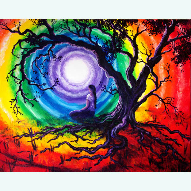 623x623 Tree Of Life Meditation Original Painting Sold Prints - Painting Of Trees On Canvas