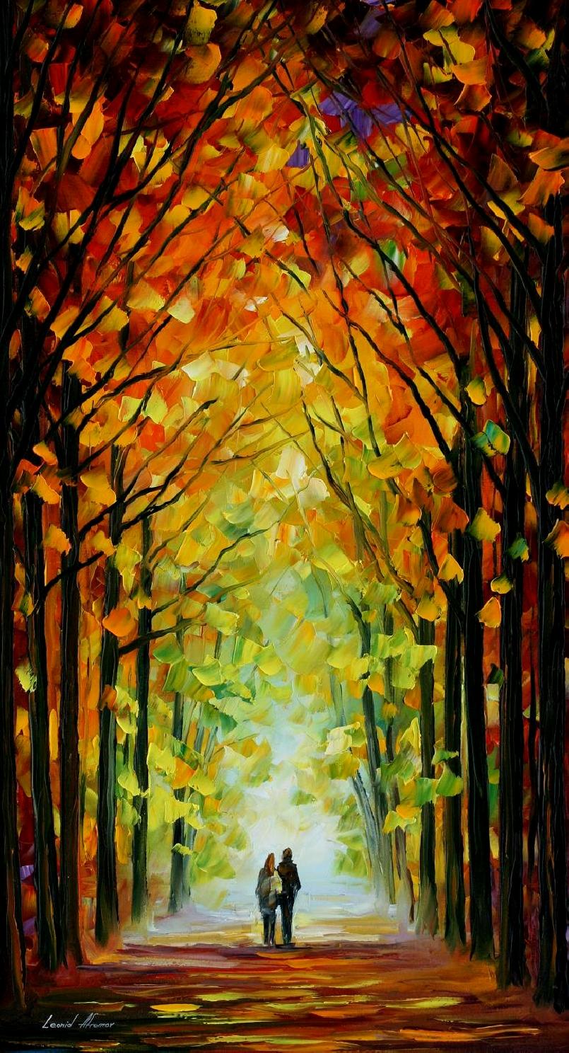 805x1488 Altar Of Trees Palette Knife Oil Painting On Canvas By Leonid - Painting Of Trees On Canvas
