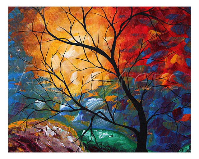 640x512 Gift Modern Art Landscape Jeweled Dreams Oil Painting Trees - Painting Of Trees On Canvas