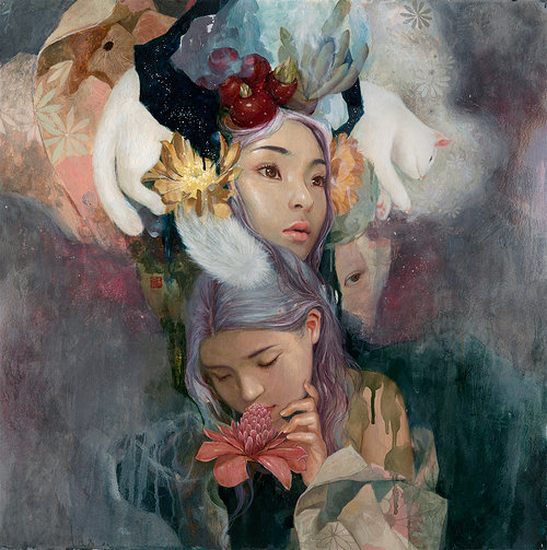500x503 Mystical, Illustrative Paintings By Soey Milk - Painting Of Two Women