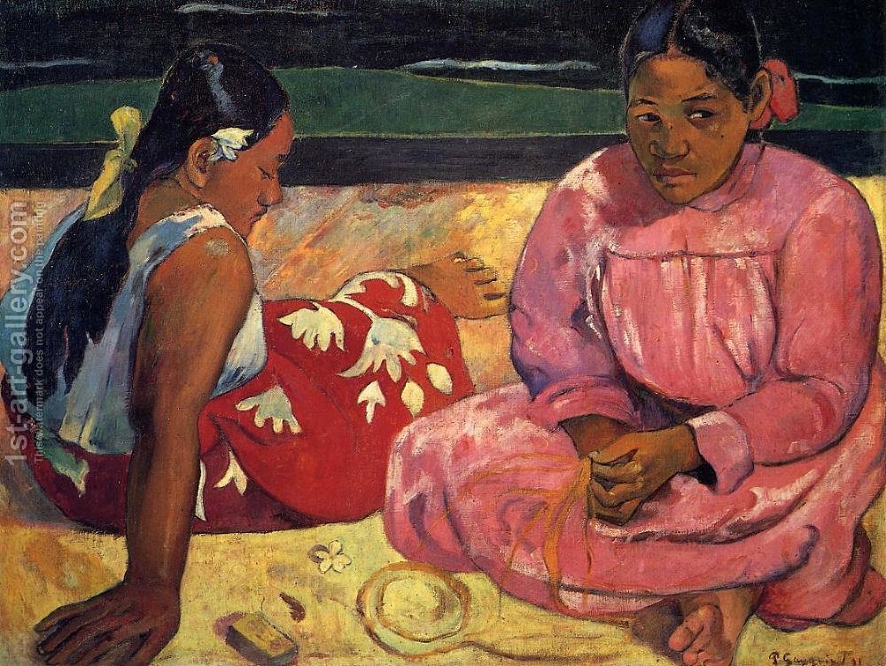 1000x751 Two Women On The Beach Paul Gauguin Reproduction 1st Art Gallery - Painting Of Two Women
