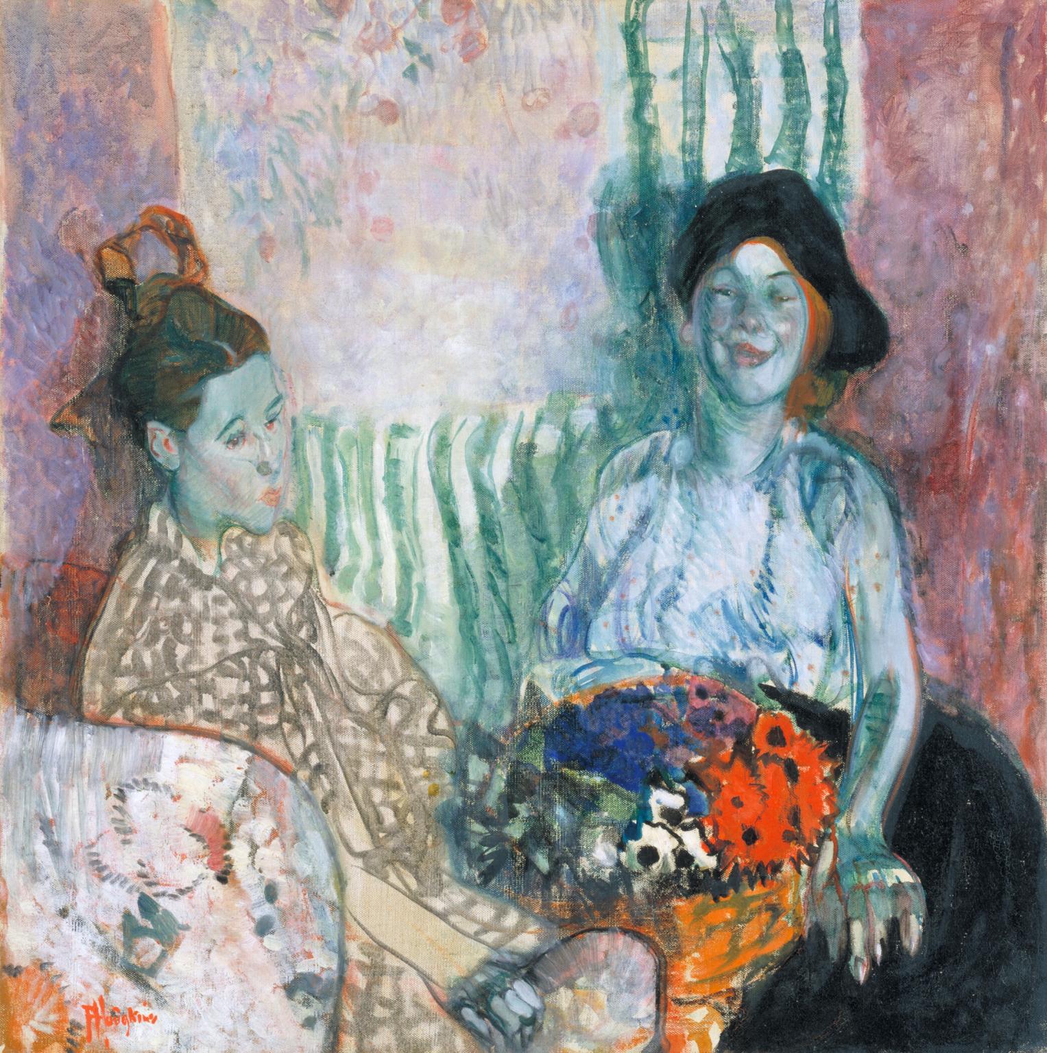 1527x1536 Loveday And Ann Two Women With A Basket Of Flowers', Frances - Painting Of Two Women