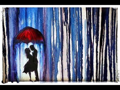 480x360 How To Paint Lovers Under An Umbrella In The Rain - Painting Of Umbrellas In The Rain