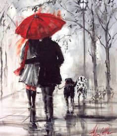 236x275 Creativ 1.4 Palette Knife Painting, Palette Knife - Painting Of Umbrellas In The Rain