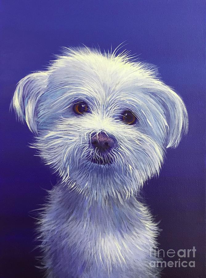 669x900 White Dog 2 Painting By Hunter Jay - Painting Of White Dog