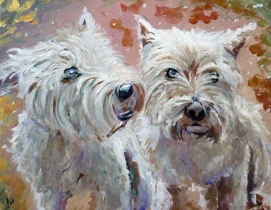 900x699 Acrylic Dog Painting Commision Punk Yourself - Painting Of White Dog