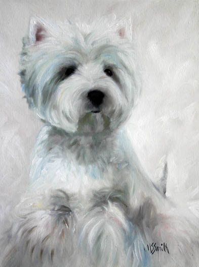 393x525 Daily Painters Marketplace Dog Painting - Painting Of White Dog
