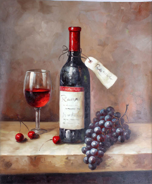 500x606 Wine Bottle Oil Painting 20x24 Id8052 - Painting Of Wine