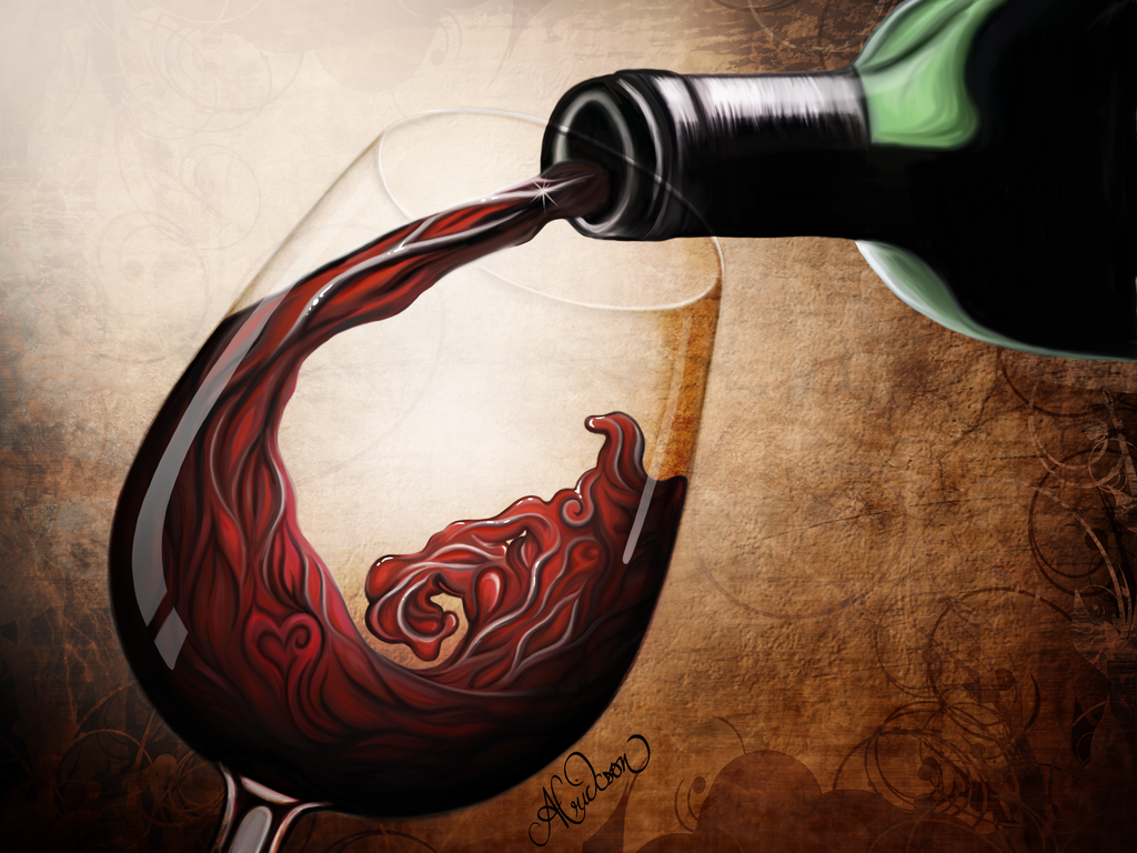 1024x768 Glass Of Wine By Hidden Rainbows - Painting Of Wine Glass