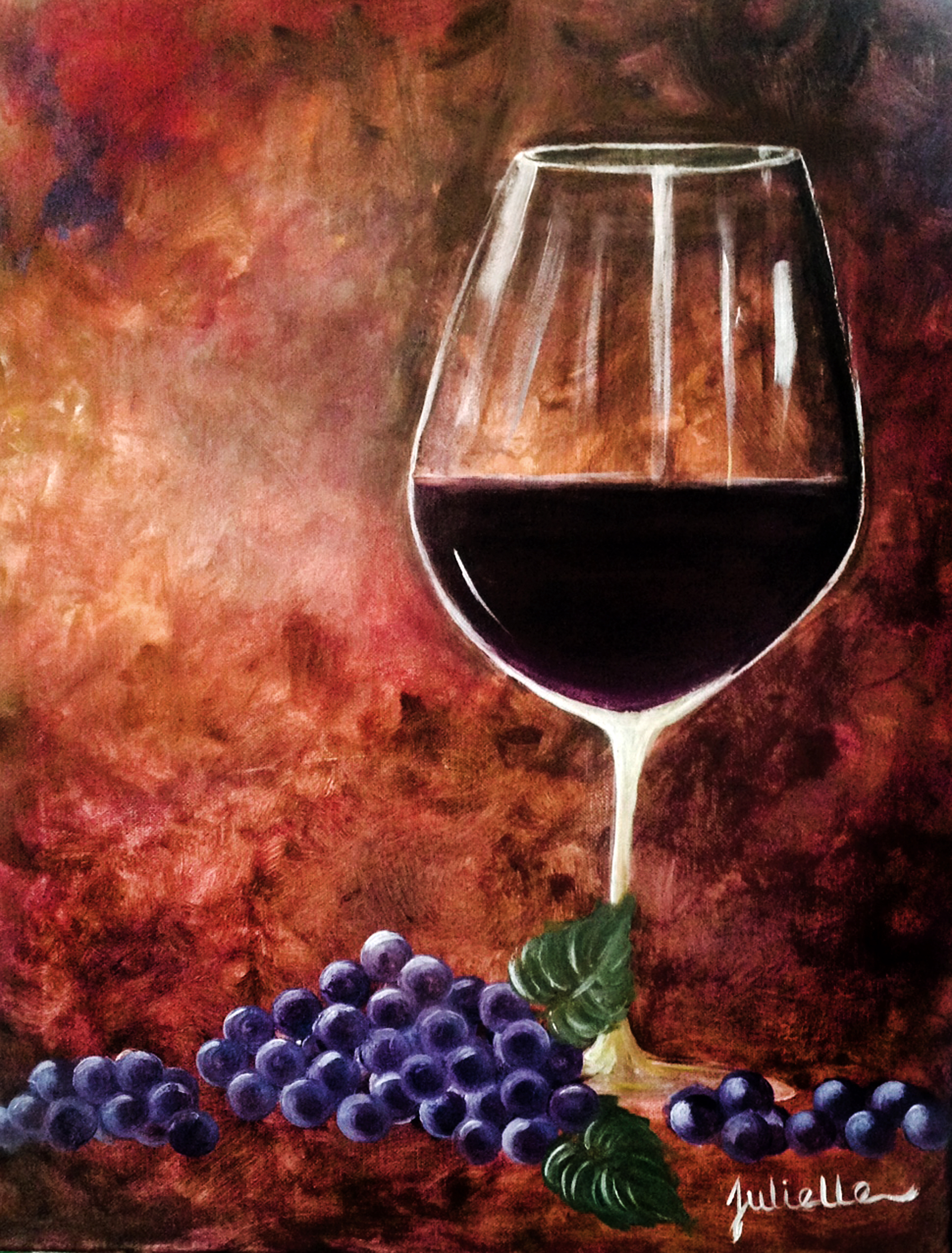 2000x2631 Photography By Julielle Painting Parties Wine Glass With Grapes - Painting Of Wine Glass