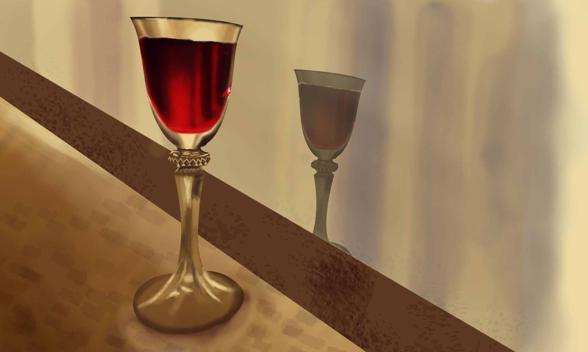 2000x1200 Digital Painting Of A Glass Of Wine Object Drawing Showing - Painting Of Wine Glass