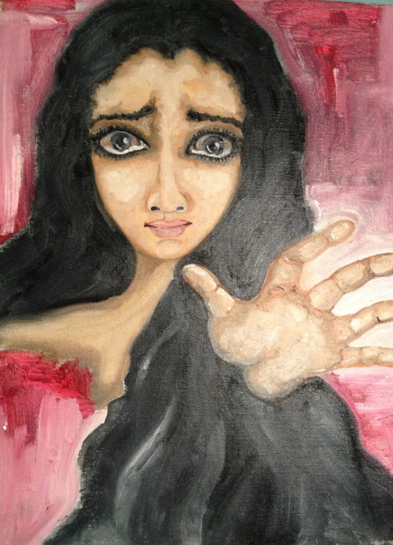 770x1067 Saatchi Art Woman Crying For Help And Reaching Out Painting By - Painting Of Woman Crying